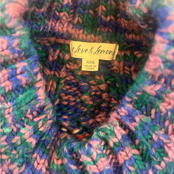 For Love And Lemons Sweater Sydney Blue Sapphire Cropped Chunky Knit - Picture 7 of 7